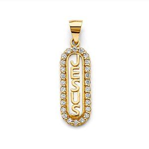 14KT Gold CZ Jesus Pendant